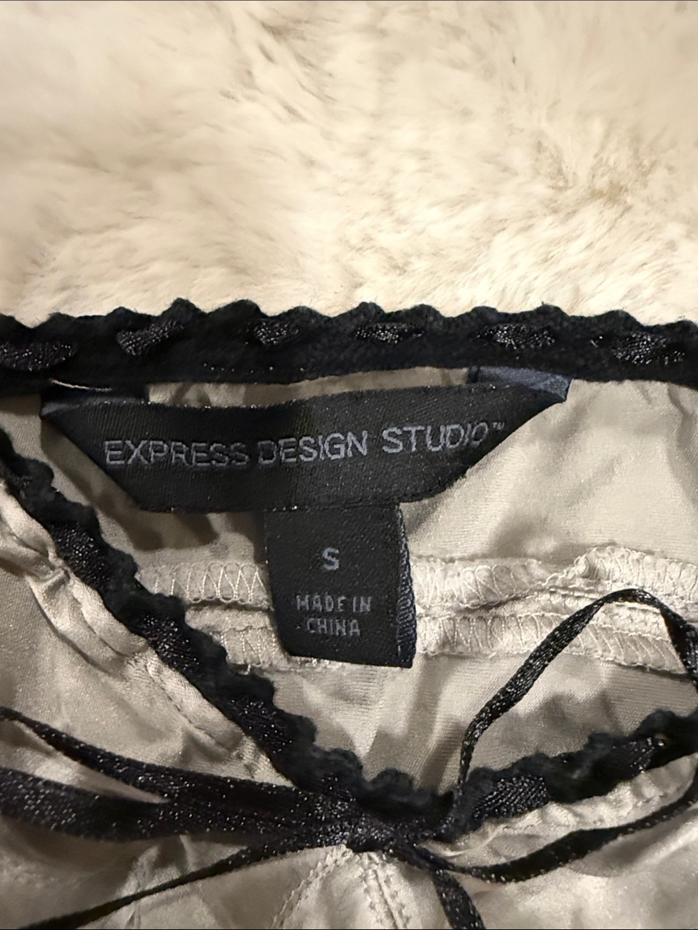 Express Silver Silk Camisole with Black Trim - Picture 2 of 8